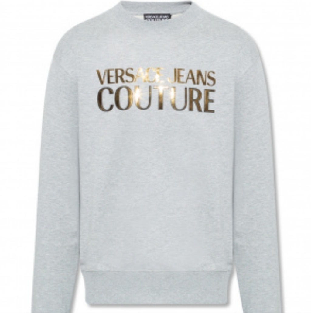 Versace Iconic Metallic Logo Gray Sweatshirt